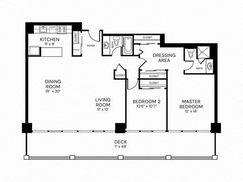 a floor plan of a house with bedrooms and a living room and a dining room